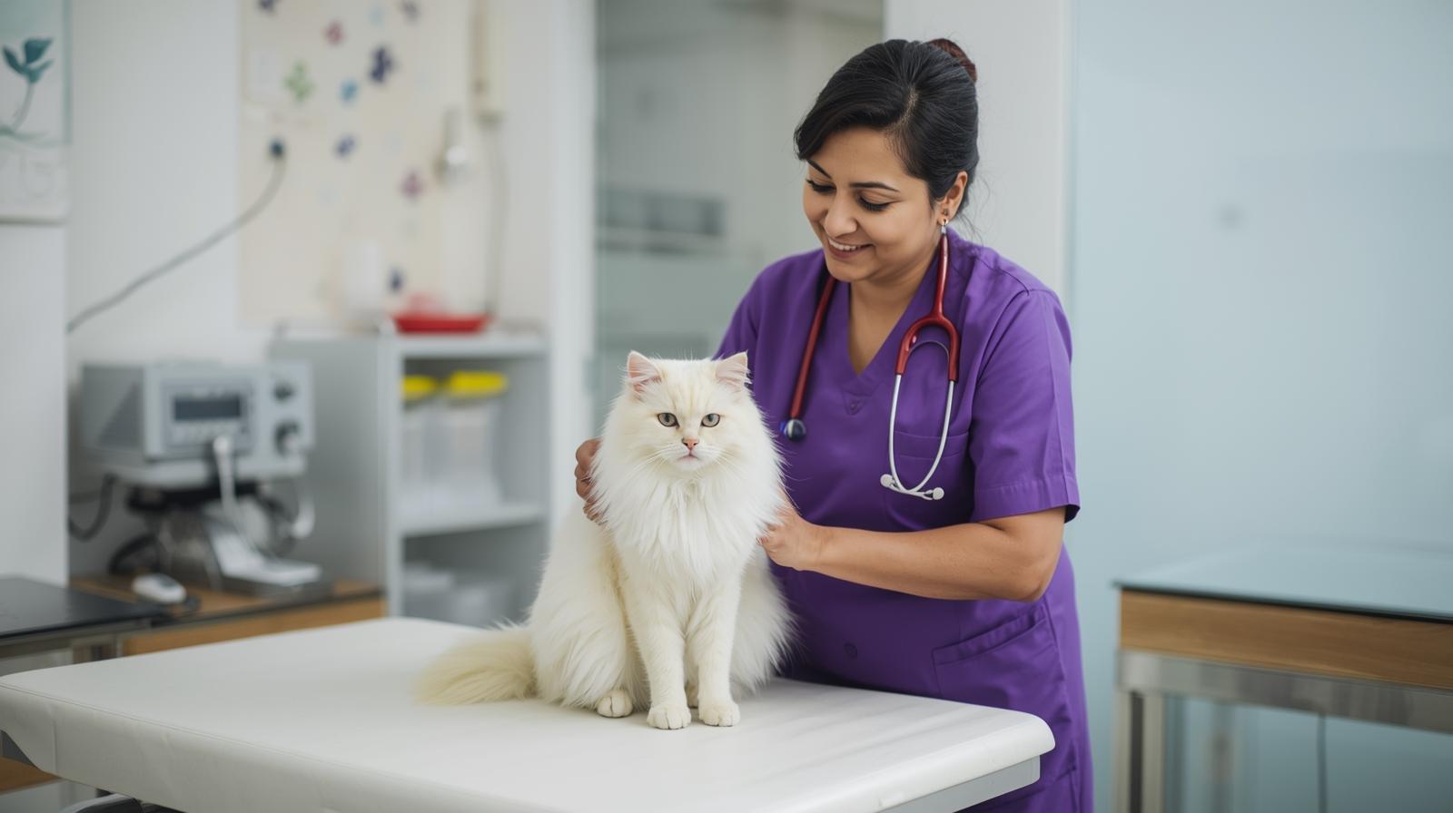 picture of a cat in an indian vet clinic with the doctor cat doctor near you in kolkata
