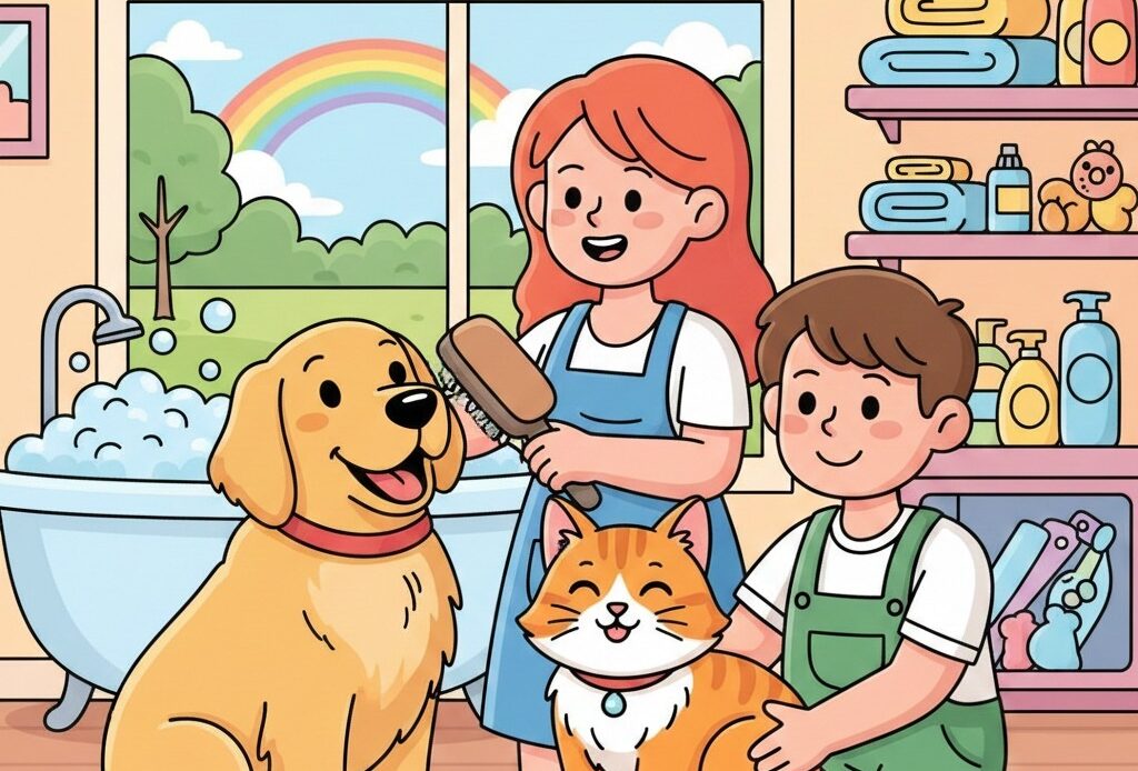 Pet grooming and hygiene care at a trusted pet care hospital in Santoshpur for dogs and cats