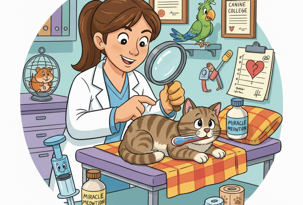 Veterinarian performing a pet diagnostic test in Santoshpur to check a cat’s health at Pups & Kits Pet Hospital