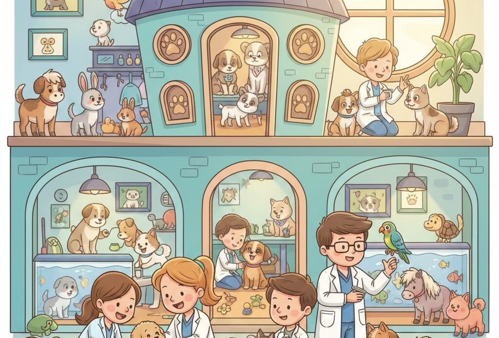 Veterinarians caring for dogs, cats, birds, and small animals inside a friendly pet hospital near you in Santoshpur