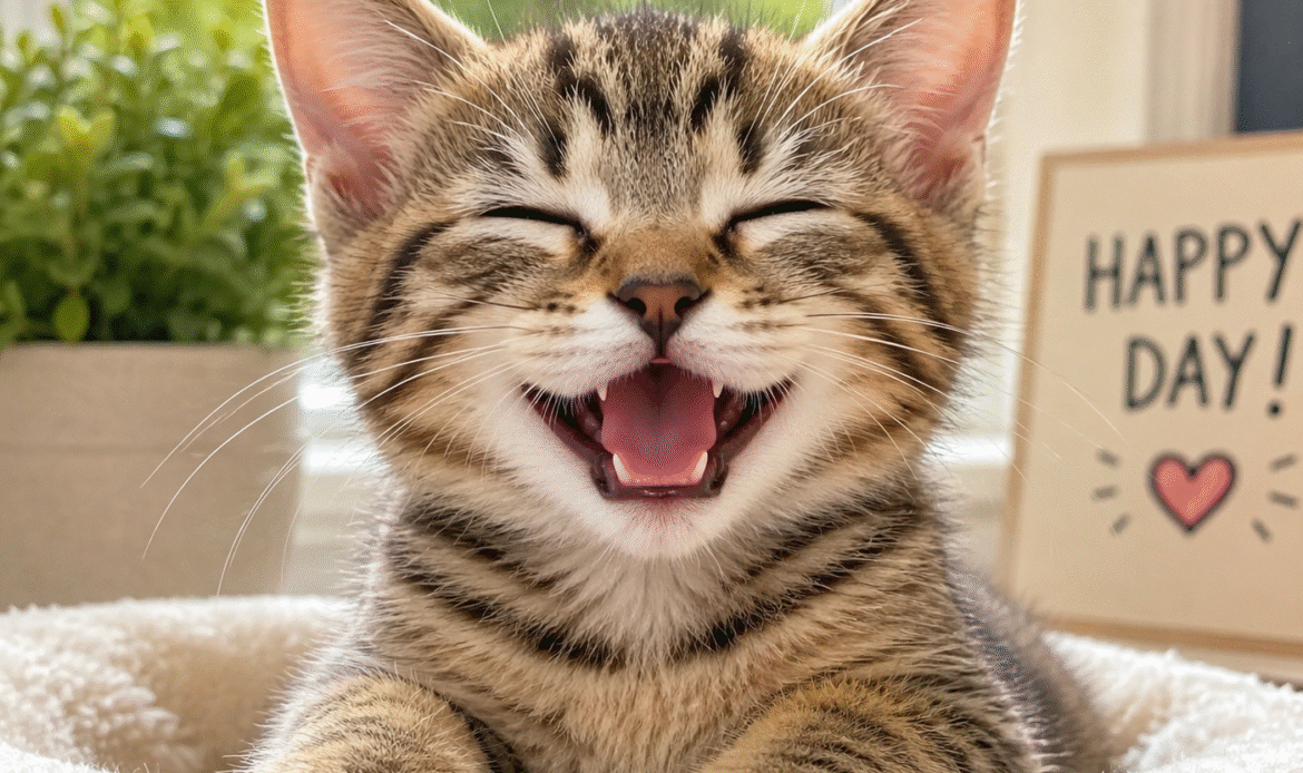 happy cat image in pet clinic