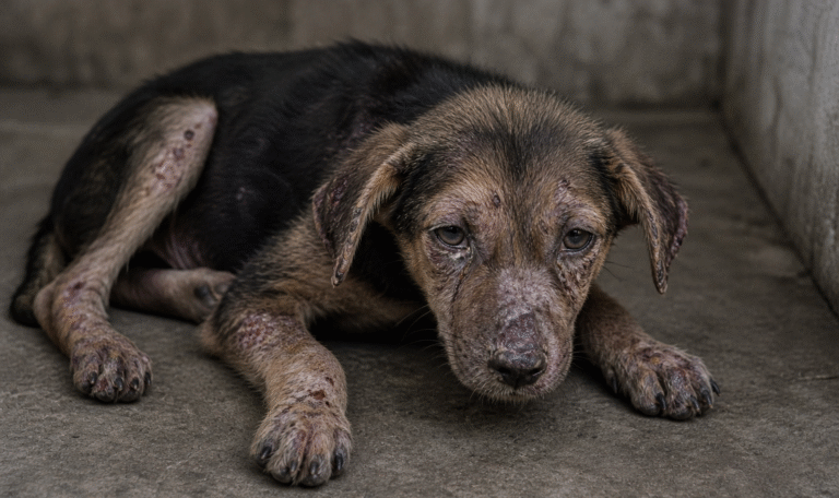 dog is suffering from distemper
