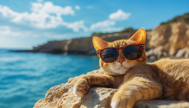 image showing pet is relaxing beside water due to summer care